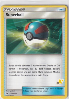 Pokemon Card Sun and Moon No. 119/149 Superball Pikachu Bottom Right German