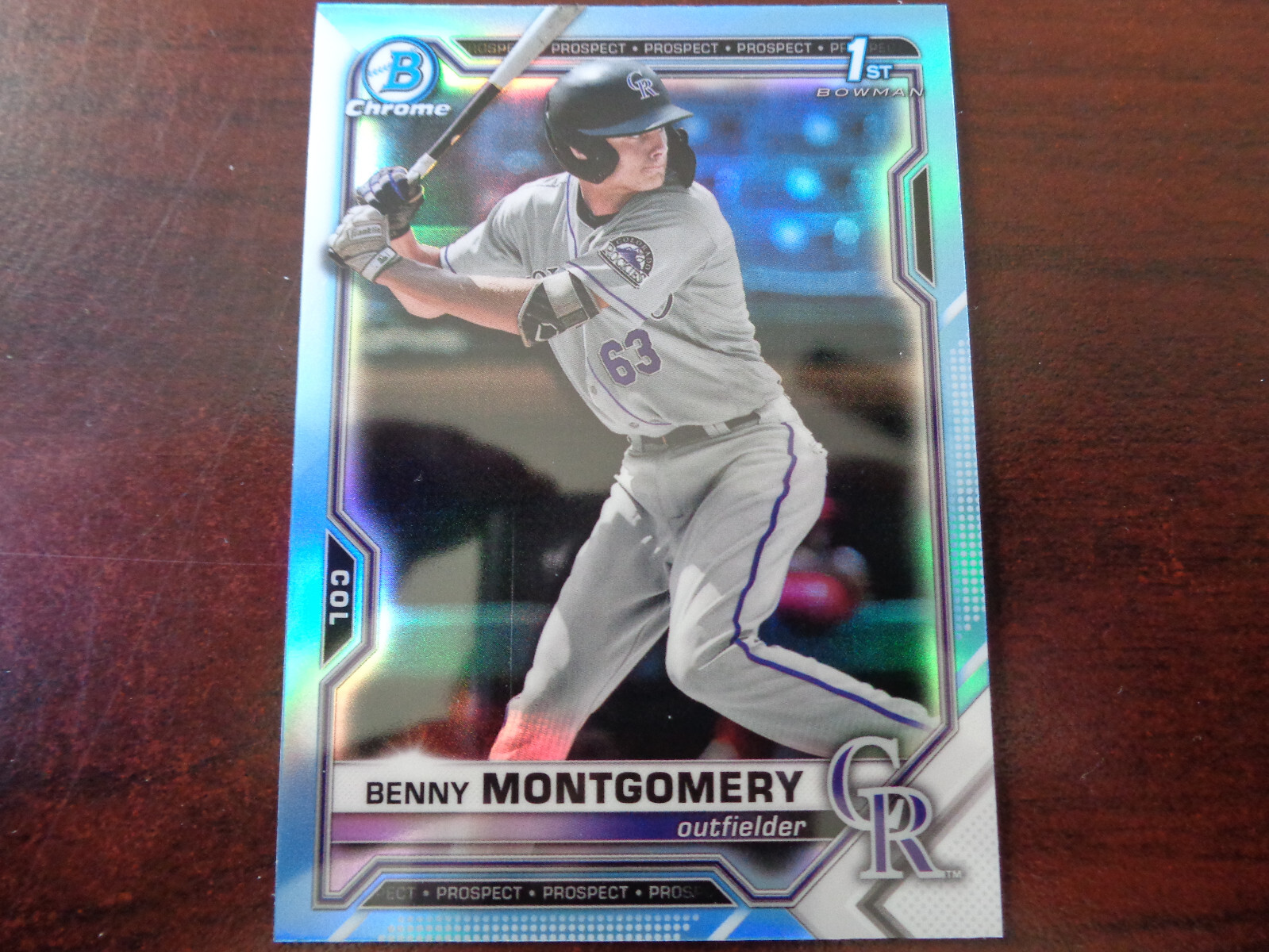 2021 Bowman Draft Chrome Benny Montgomery #BDC-84 Sky Blue Refractor-ROCKIES