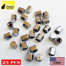 25 Pcs - Brass Metal Chrome Valve Caps Tire Valve Stem Caps