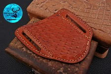 CUSTOM HANDMADE PURE COW ENGRAVED LEATHER SHEATH FOR FOLDING KNIFE 1713