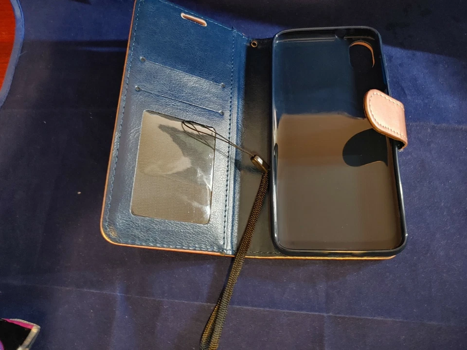 Motorola E6- Faux Flip Wallet Case Cover Magnet Clip- (9592-9593) - Image 3 of 4