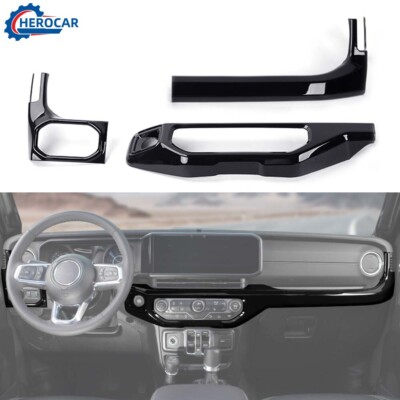 3PCS CENTER CONSOLE HEADLIGHT/AIR CONTROL COVER TRIM FOR JEEP WRANGLER JL JT 24+