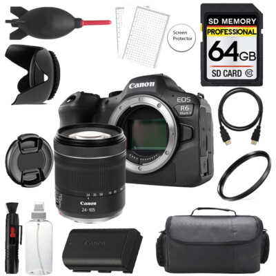 Canon EOS R6 II Camera +24-105mm IS STM Lens + 64GB + Bag+ UV Filter- Basic Kit