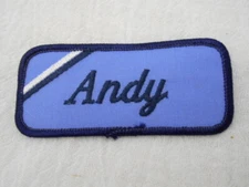 ANDY USED EMBROIDERED VINTAGE SEW ON NAME PATCH TAGS ASSORTED COLORS AVAILABLE