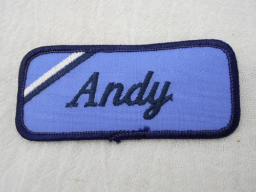 ANDY USED EMBROIDERED VINTAGE SEW ON NAME PATCH TAGS ASSORTED COLORS AVAILABLE