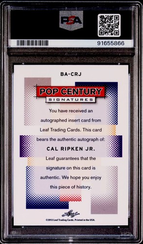 2013 Leaf Pop Century /Cal Ripken Jr. /Signatures/ Authentic Autograph - Picture 2 of 2