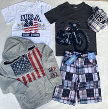 NWT TCP July 4th Flag USA Tee Hat  GAP Tee Flag Hoodie  Gymboree Shorts 4T
