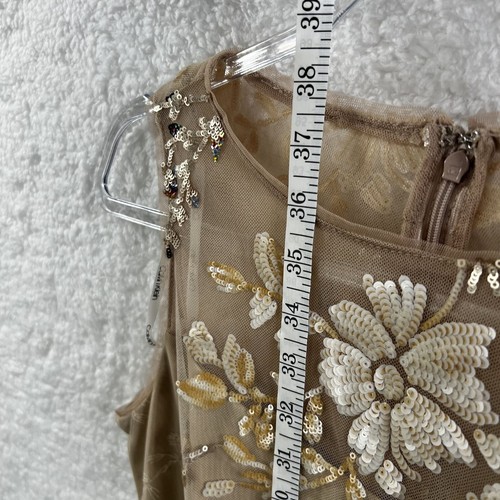 Calvin Klein NWT Women 4 Full Sequin Gold Floral Embroidery Sheath Dress Wedding - Picture 10 of 15