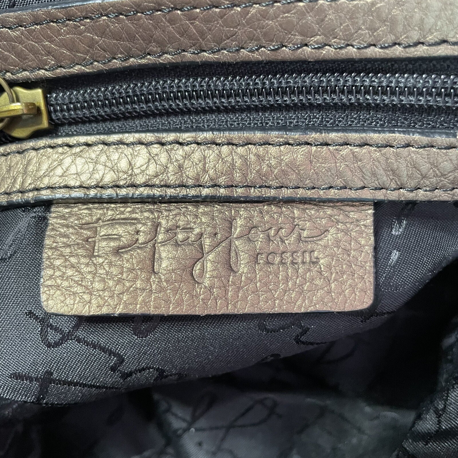 Fossil Vintage Patchwork Bronze​ Brown Suede Leat… - image 7