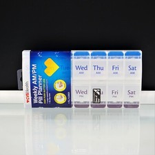 Weekly AM PM Pill Planner Easy Push Button Lids NEW SEALED CVS Health