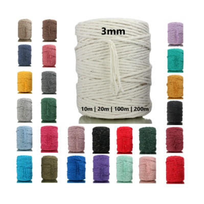 Makramee Garn 3mm x  100m | 100% natürliche Baumwolle recyclebar