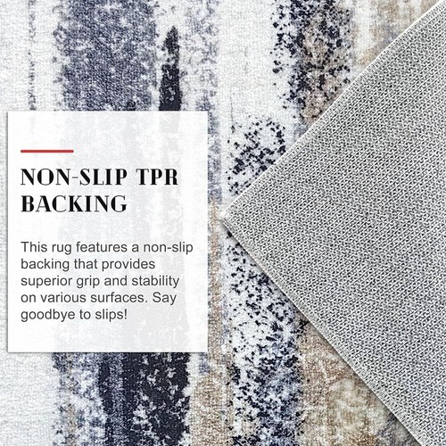 Modern Abstract Hallway Runner Rug Grey Washable Non-Slip Abstract Carpet Runner - Picture 3 of 13