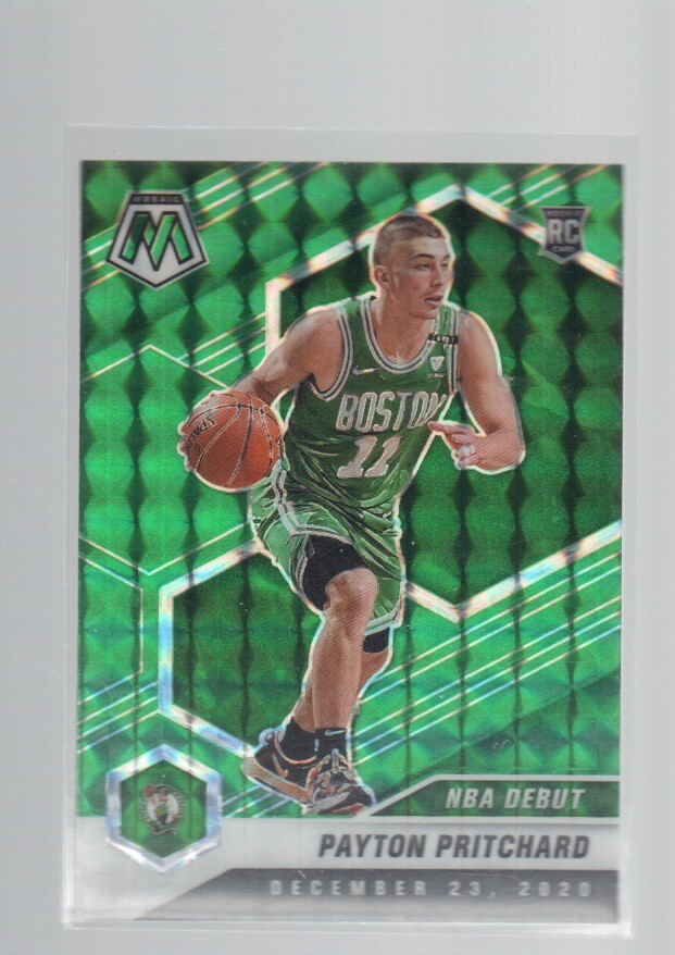 PAYTON PRITCHARD 2020-21 PANINI MOSAIC GREEN PRIZMS ROOKIE CARD #269