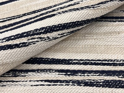 Gaston Daniela Textured Striped Uphol Fabric- Moctezuma Navt 4.25 yd GDT5593.003