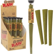 RAW Pressed Bud Wraps 1 1/4 Size Pre Rolled Flower Cones