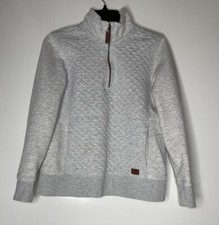 L.L. Bean Womens Quilted Quarter Zip Pullover Sweatshirt Long Sleeve Gray SZ S