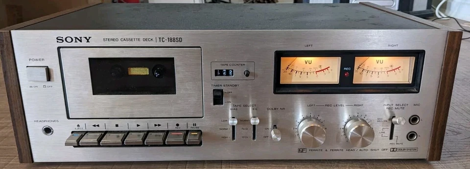 Vintage Sony Stereo Cassette Deck TC-188SD 1970s Recorder Hi-Fi Dolby System - image 3 of 4