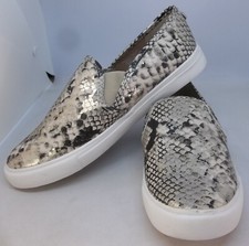 STEVE MADDEN SNAKE PRINT SLIP ON SNEAKERS METALLIC 8.5 SYMBA