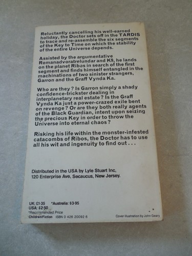 DOCTOR WHO AND THE RIBOS OPERATION by IAN MARTER, TARGET BOOK, 1983, SOFTCOVER! - Picture 2 of 3