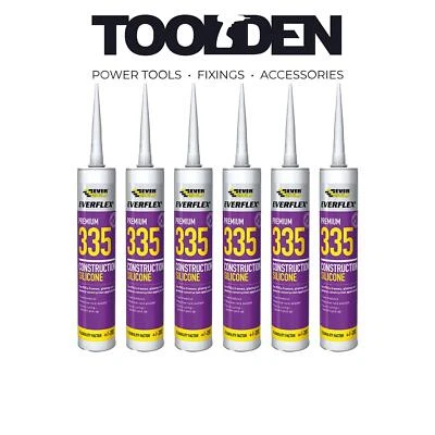 Everbuild Everflex 335WE Construction Silicone White 295ml (Pack of 6)