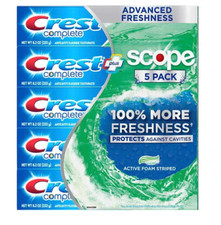 Crest Complete Health Advanced Plus Scope Toothpaste, Jumbo 8.2 oz, 5-pack