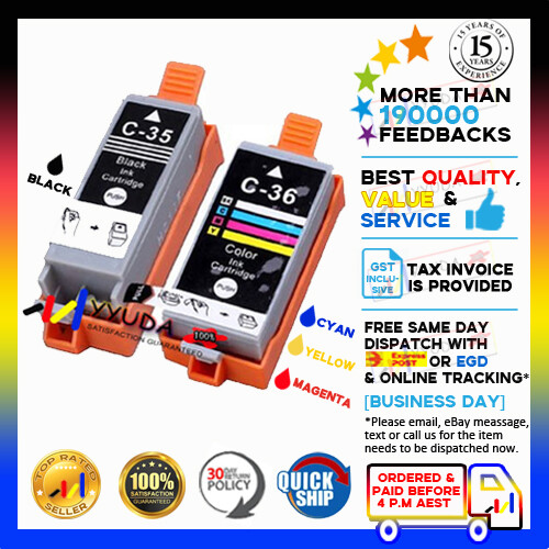 10x Generic Ink PGI35 35BK Black CLI36 36C Colour latest for Canon