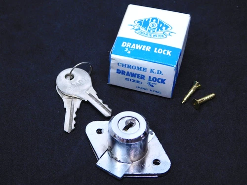 NEW DESK DRAWER LOCK NICKEL/CHROME 7/8"DIA x 3/4"L Cylinder (Keyed Different) HN