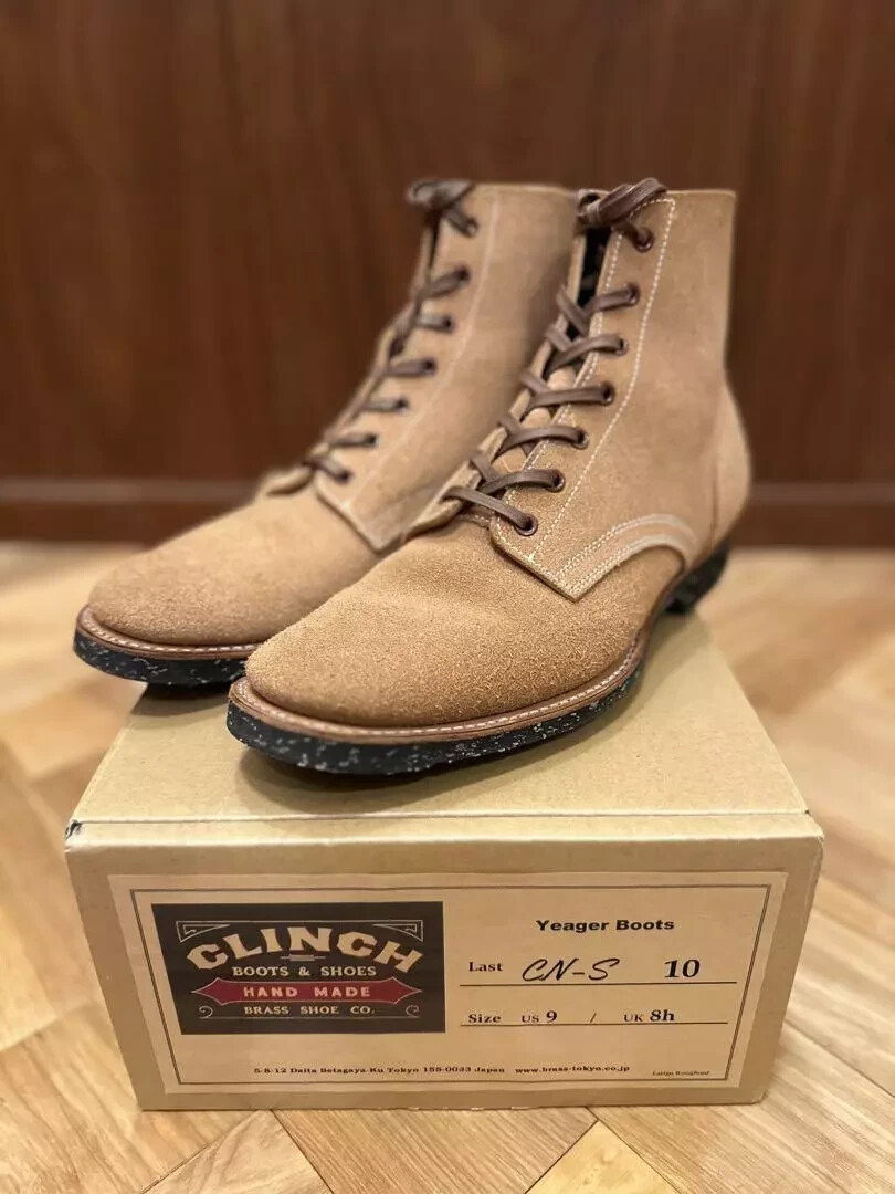 CLINCH BRASS TOKYO Boots Suede Leather Camel Brown Size US 9 CLINCH BRASS TOKYO Boots Suede Leather Camel Brown Size US 9