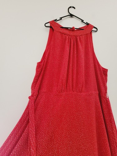 Estelle Size 22 Red White Polka Dot Knee Length Dress Sleeveless Party Cocktail - Picture 7 of 11