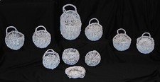 10x OFF WHITE/GREY PAINTED SHABBY CHIC WOVEN SMALL WALL HANGERS CRAFTERS GIFTERS