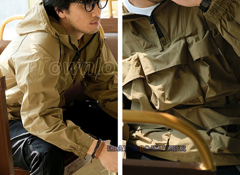 saferido American Retro Beige White Deck Suit Severe Weather Coat Charge Sweater Hoodie Men's Autumn main image 1