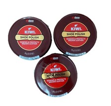 3x Kiwi Brown Shoe Polish 2.5oz 70g Renews  Protects Leather Shoes
