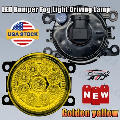 Pair LED Yellow Fog Lights For Ford C-Max 2013-2018 Front Bumper Driving Lamps