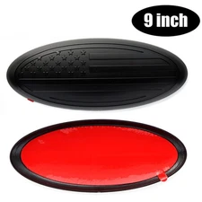 9inch Black American Flag Front Grille Rear Tailgate Oval Cover Emblem for F150.