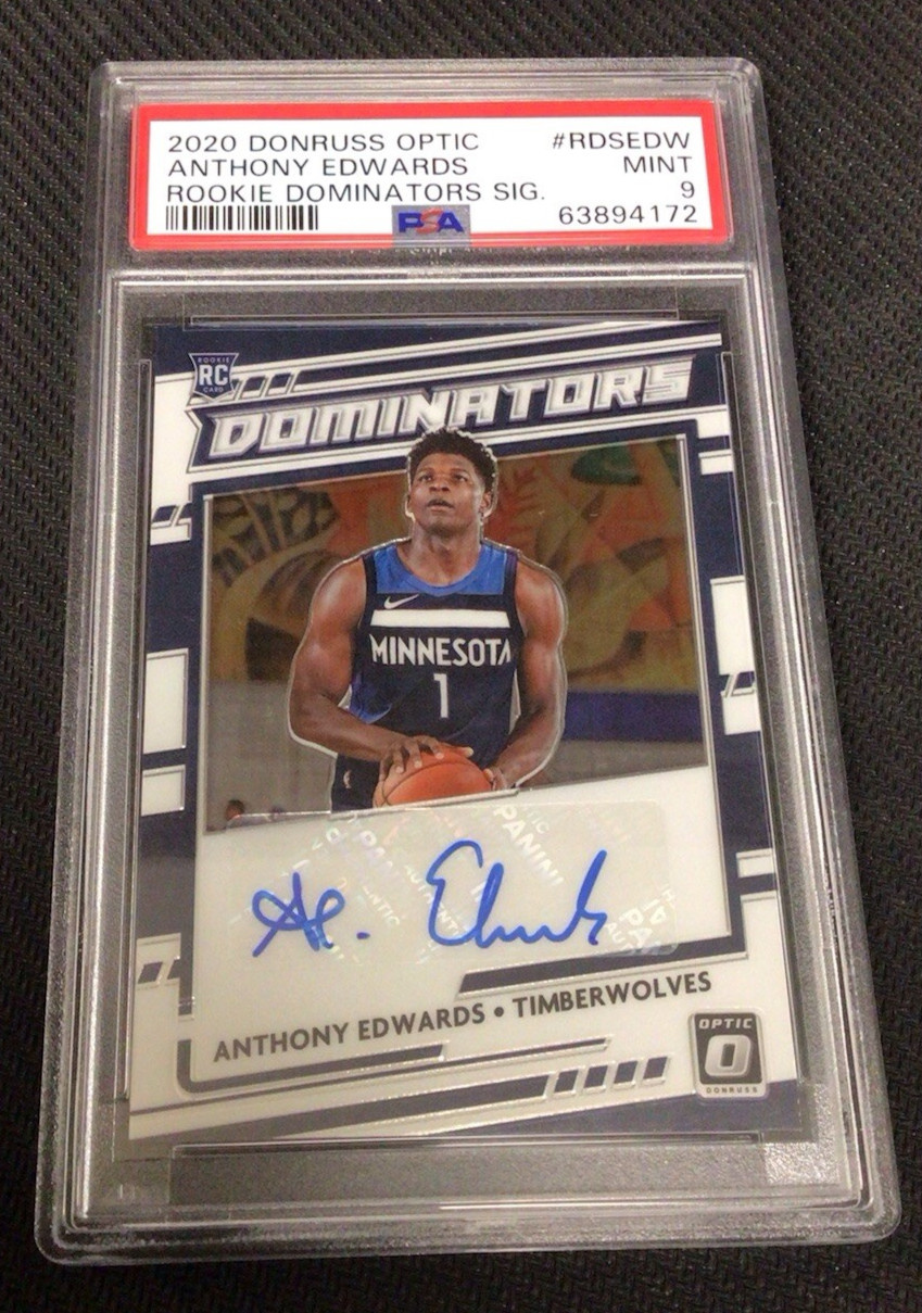 2020-21 Optic Anthony Edwards Rookie Dominators Auto /99 PSA 9 Timberwolves