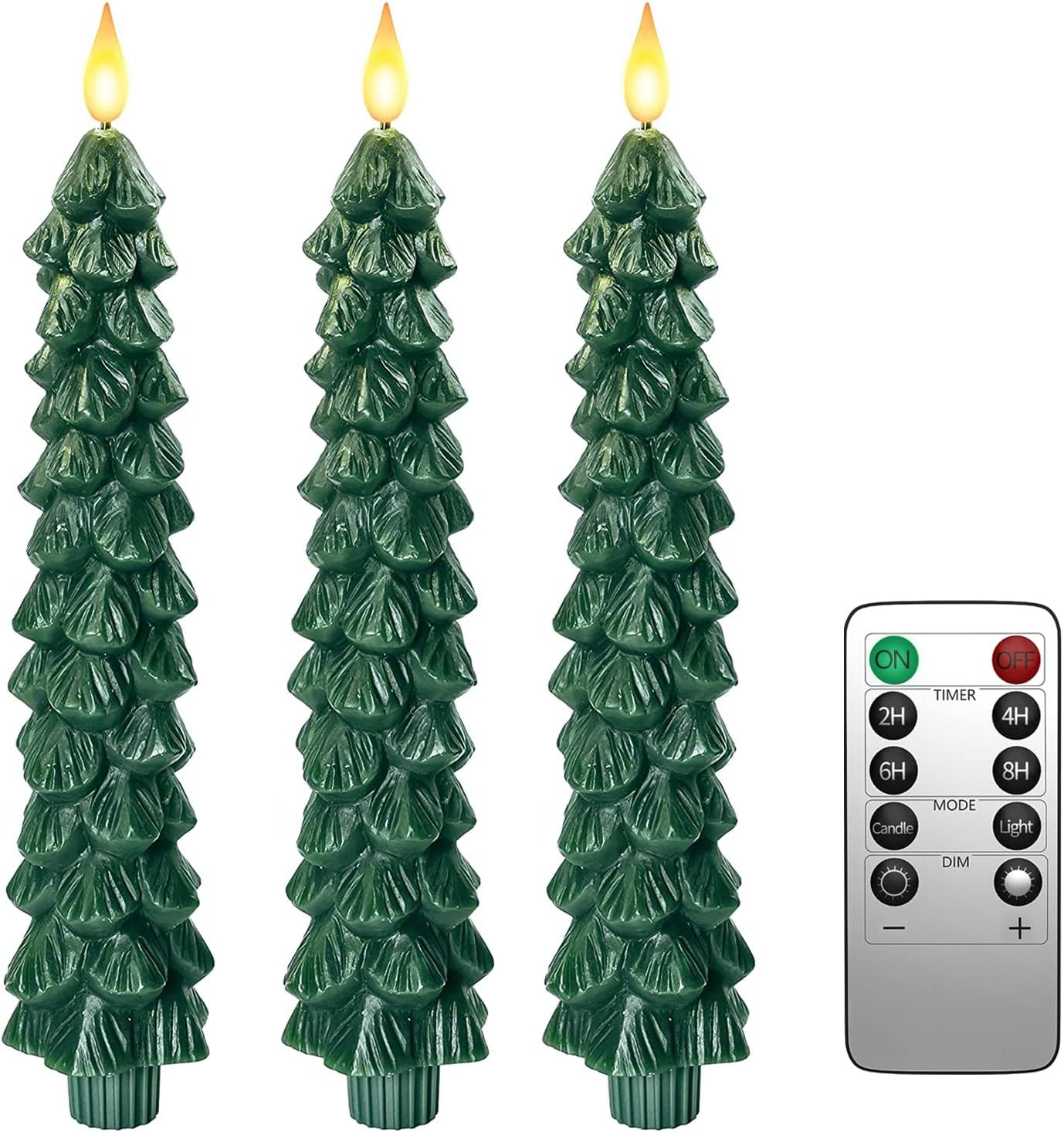 Candele a LED Affusolate Con Telecomando, 3 Pezzi, a Batteria, LED Senza Fiamma,