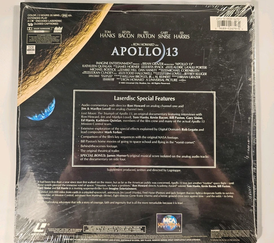 Apollo 13 McA/ Universal Signature Collection Laserdisc LD NEW SEALED Letterbox - Imagem 3 de 4