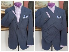 HUGO BOSS Modern 40 REG Luxury SUPER 130 Italian Cloth Prussian Blue Check Suit