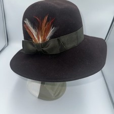 Vintage Bollman 100 Wool Fedora Hat Cap Men/Woman Brown Feather
