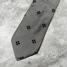 Ike Behar Silk Tie Mens One Size Gray Geometric Pointed Made In USA Necktie