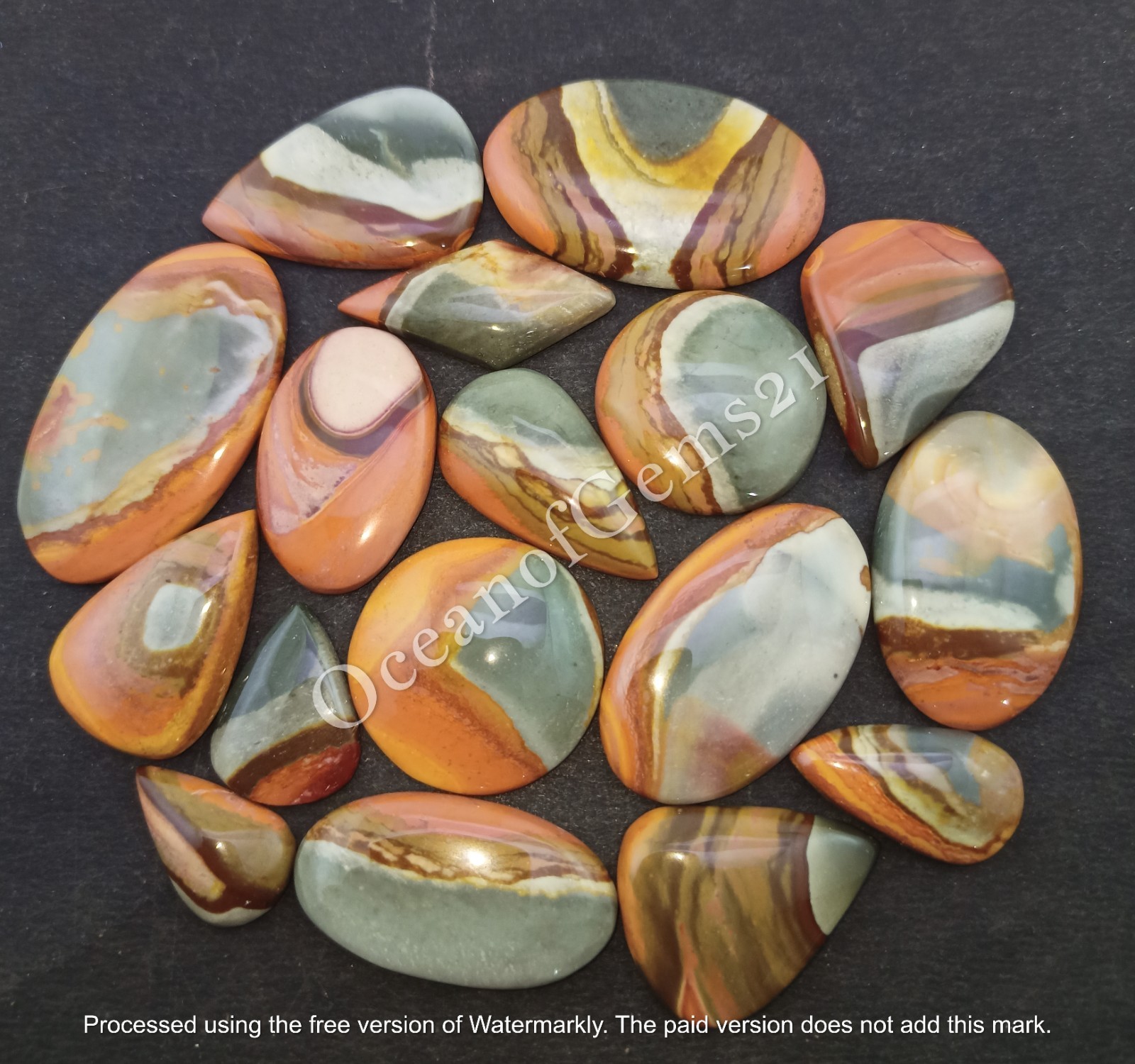 100 Carat Natural Polychrome Jasper Cabochon Lot, 3-5 Piece, Loose Gemstone