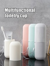 Portable Wall Toothbrush Holder with Travel Toothpaste Case  Cup  Bathroom Mount
