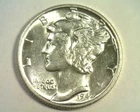 1942 MERCURY DIME CHOICE ABOUT UNCIRCULATED+ CH. AU+ NICE ORIGINAL COIN 99c SHIP