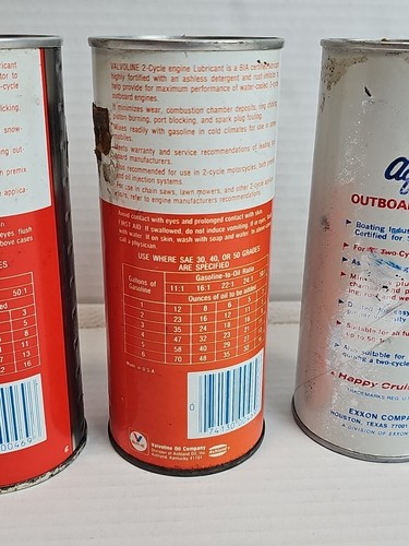 Vintage Valvoline 2-Cycle, EXXON, TRANSEAL Cans (Lot Of 4) Sealed-NeverOpened - Picture 10 of 18