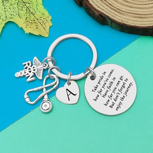 как выглядит Registered Nurse Graduation Gifts Initial Letter Keychain Nursing Student A фото