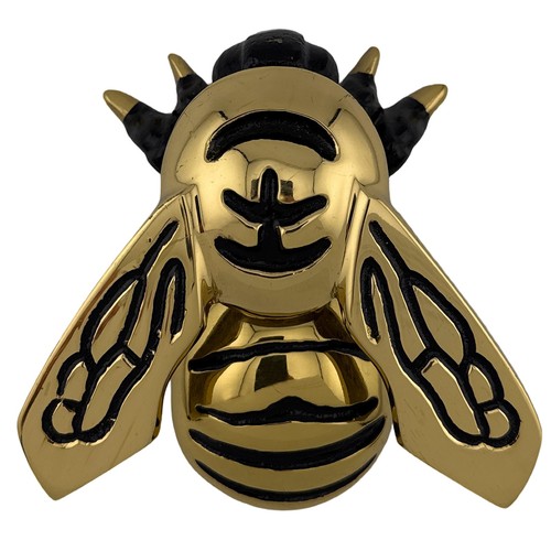 Vintage 98 Michael Healy 4-in Polished Brass Bumble Bee Door Knocker Maker Mark