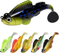 Pre-Rigged Soft Fishing Lures with Weedless Hook, Lifelike Paddle Tail Swimbaits