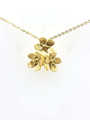 Goldplatte Sterlingsilber-Vergessen-mich-nicht-Kirschblüten-Halskette 2,6 gr 18'' Kette