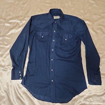 H BAR C California Ranchwear Long Sleeve Shirt 16-34 Navy Dot Cowboy Japan