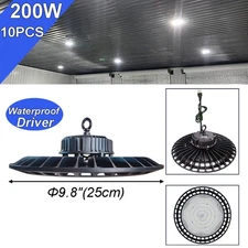 10 Pack 200W High Bay Led UFO Light Warehouse Garage Ceiling Light Fixture 6500K
